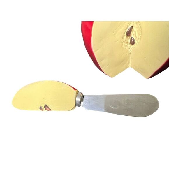 Vintage Apple Butter Cheese Knife Holder Set Kitchen Home Apple Decor - 4 Knives - Picture 5 of 5